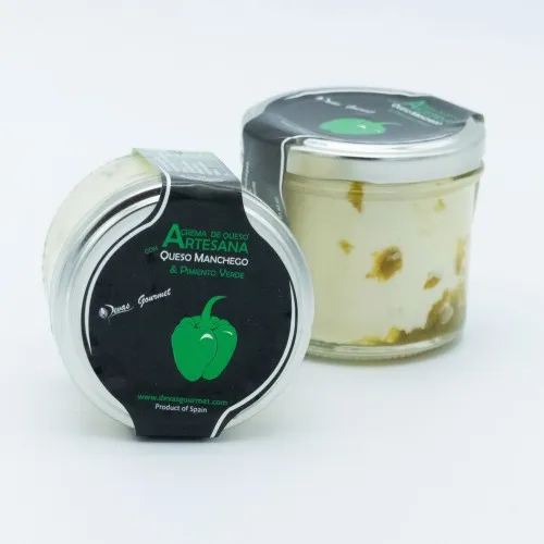 Crema de Queso Artesana con Queso Manchego & Pimiento Verde 3 Crema de Queso Artesana con Queso Manchego & Pimiento Verde