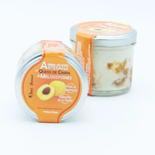 Crema de Queso Artesana con Queso de cabra con melocotones e higos 1 Crema de Queso Artesana con Queso de cabra & melocotones